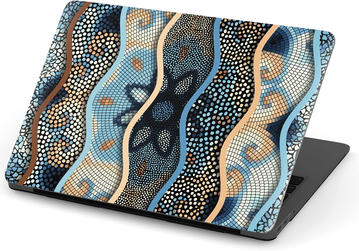Mertak Hard Case Compatible with MacBook Pro 16 14 Air 15 13 inch M3 M2 M1 Mac 2024 2023 2022 2018 Cover Clear Bohemian Print Tiles Protective Laptop Flower Ancient Touch Bar Boho Blue Mosaic
