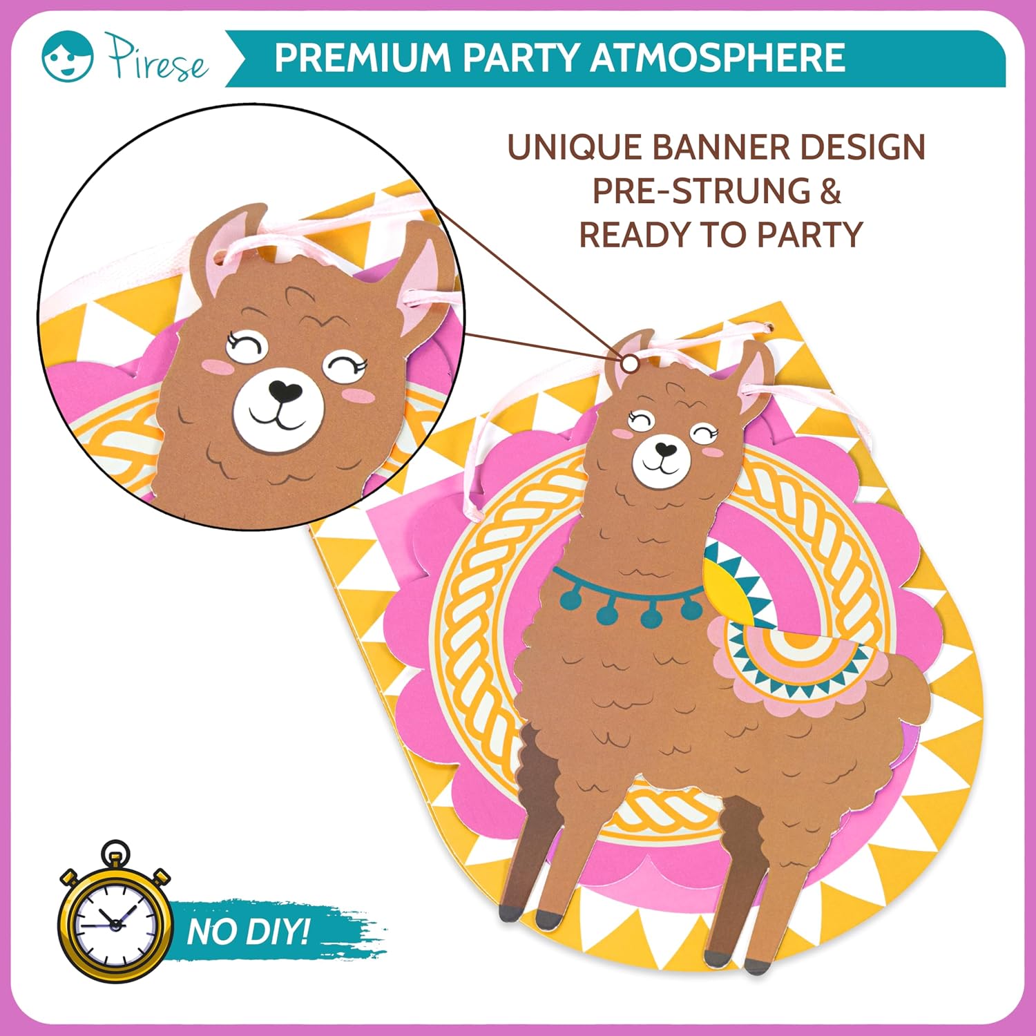Pirese Llama Birthday Decorations, Llama Party Decorations, Birthday Banner image 5