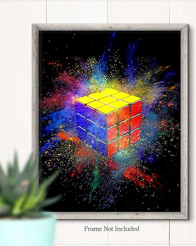Miniatura 2 de Govivo Rubik's Cube Color Burst - Wall Art Decor Print con un fondo negro - ilustraciones sin marco impresas en papel fotográfico