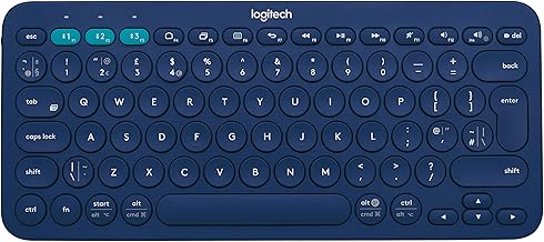 Logitech K380 Wireless Multi-Device Keyboard for Windows, Apple iOS, Apple TV android or Chrome, Bluetooth, Compact Space-Saving Design, PC/Mac/Laptop/Smartphone/Tablet, QWERTY UK Layout - Blue