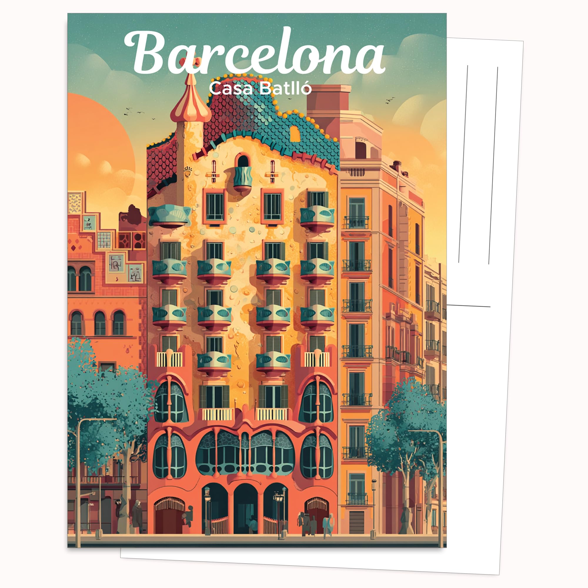 Edition Colibri Postcard - Graphic Illustration Casa Batlló | Set of 10 Flat Cards (A6) - Write On Back