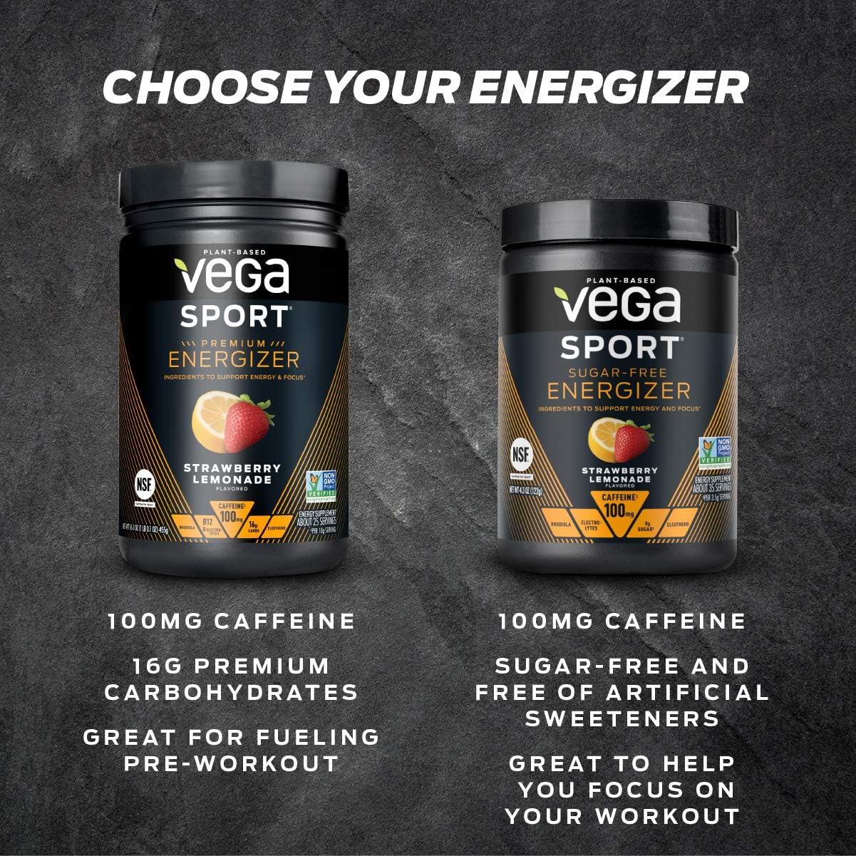 Vega Sport Energizer, Strawberry Lemonade, Pre Workout Powder for Women and Men, Supports Energy and Focus, Electrolytes, Vegan, Keto, Gluten Free, Dairy Free, Non GMO (25 Servings) : Health & Household