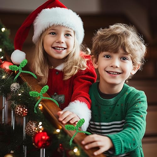 Miniatura 4 de 24 lazos de guirnalda de Navidad con alambre grueso, giro para barandilla, 16 pulgadas, reutilizables y flexibles, lazos decorativos de Navidad para