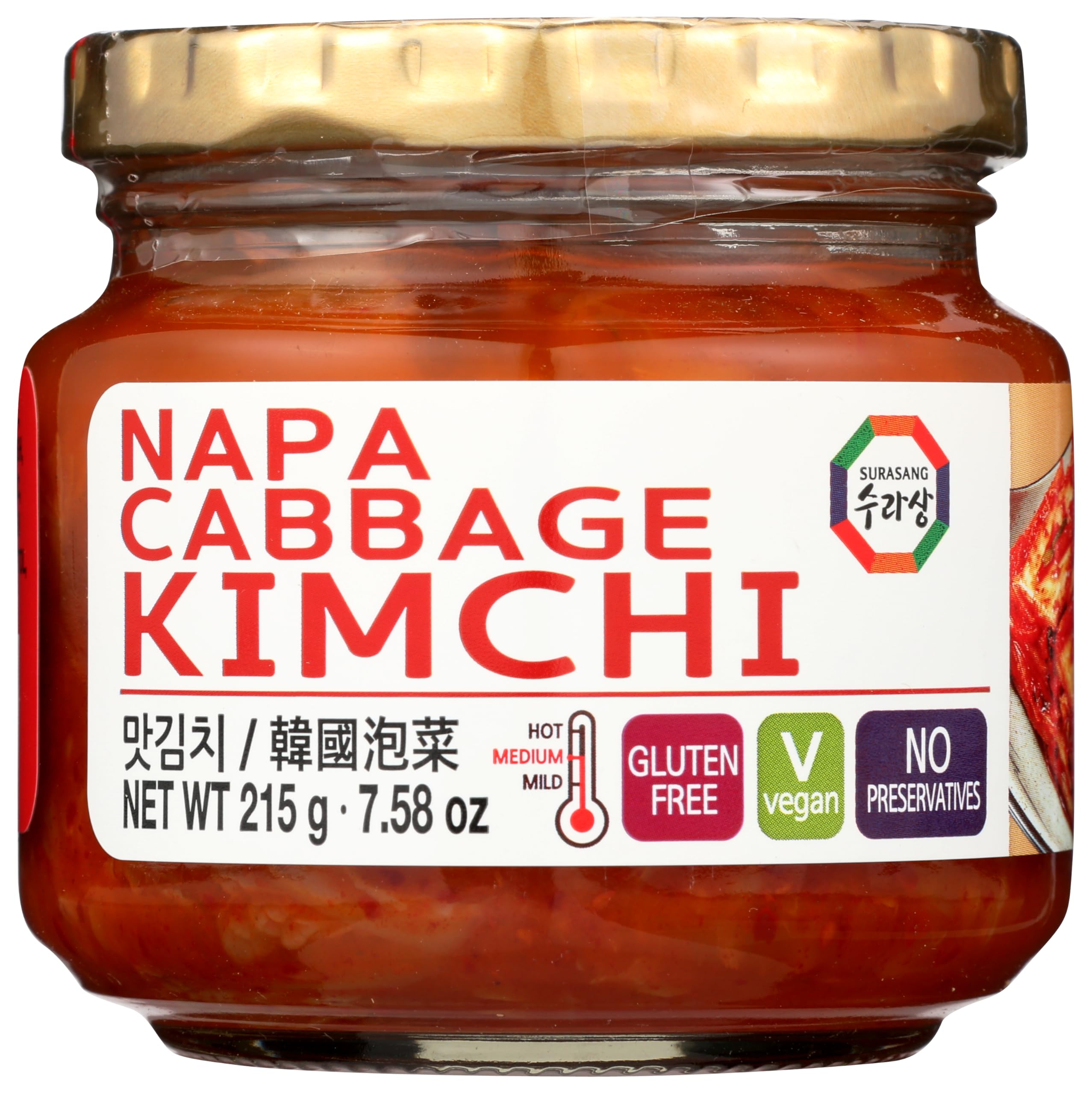 Korean Bottled Kimchi, Original Authentic Tasteful Bottle Napa Cabbage Kimchi, Vegan Gluten Free [No Preservatives] - 7.58 oz (1 Bottle)
