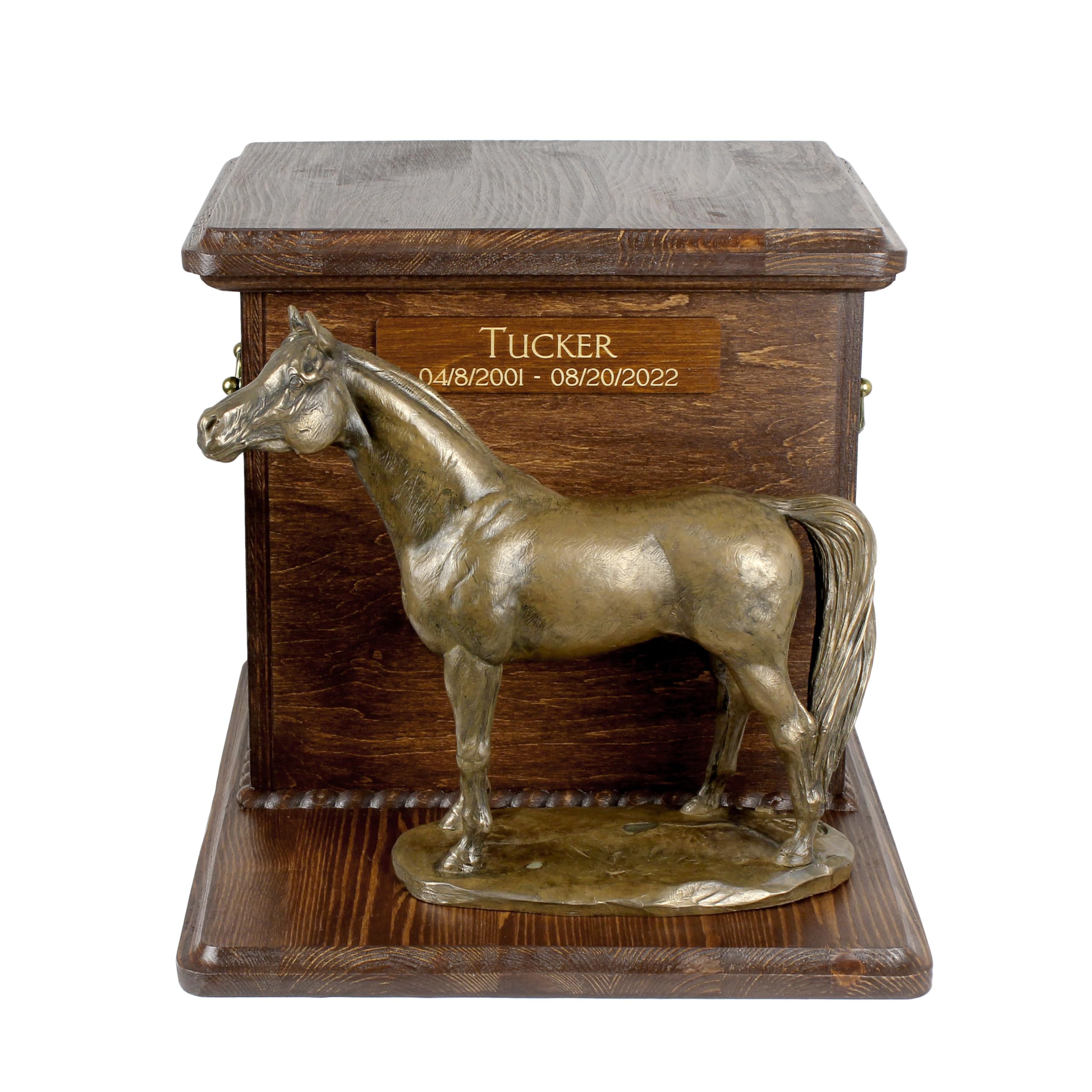 Mémorial en bois fait à la main grande urne cheval pour votre salon ou écurie familiale