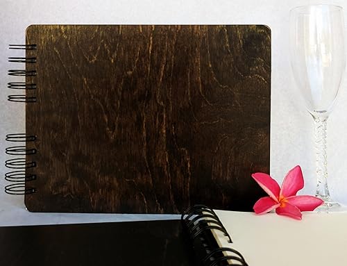 Vista 4 de Libro de invitados rústico de madera de 11 x 8.5 pulgadas: fabricado en Estados Unidos