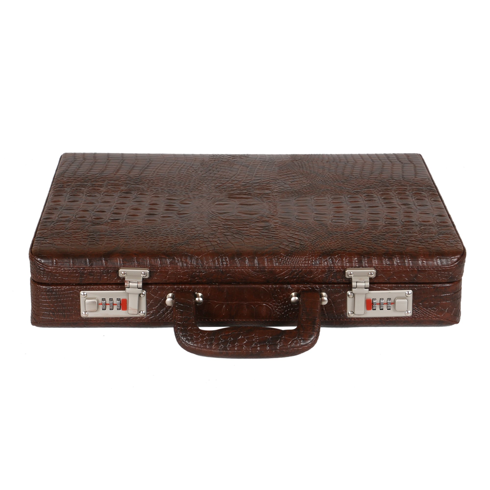 Faux Leather Briefcase Laptop Compartment Expandable Features High-Security Combo Number Lock Briefcase Bag for Men Brown-image-34