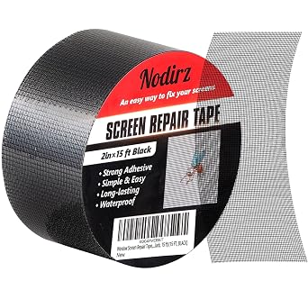 Window Screen Repair Tape, 2 in X 15 FT 180IN Screen Repair Kit for Windows or Doors, Strong Adhesive Screen Patch Repair Kit Mesh Repair Black, 15 FT
