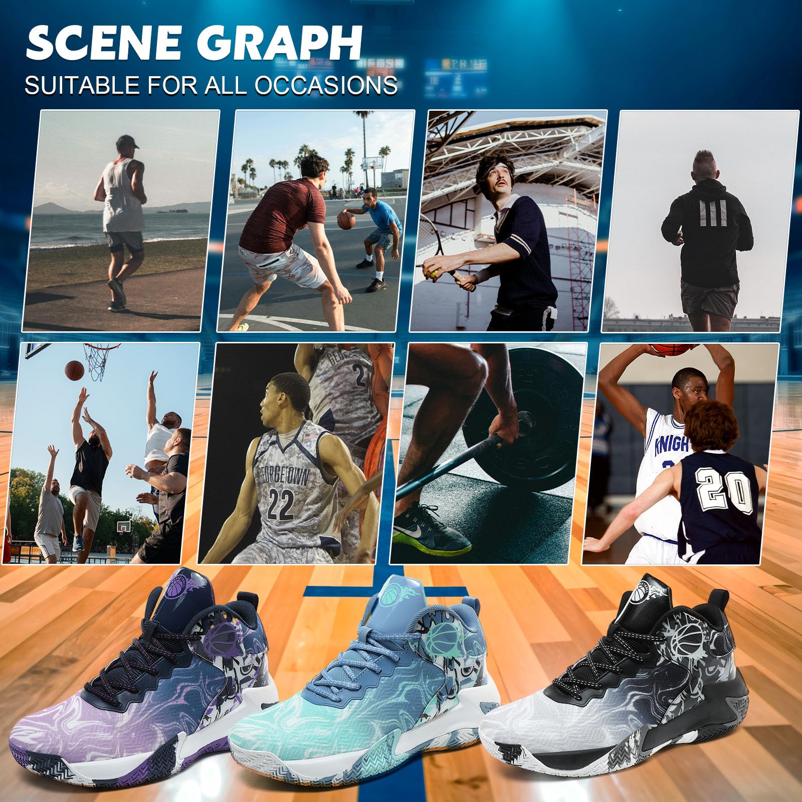 Zapatillas de Baloncesto para Hombre Zapatillas Deportivas cómodas de Malla para Caminar Zapatillas Ligeras de Moda para Correr al Aire Libre
