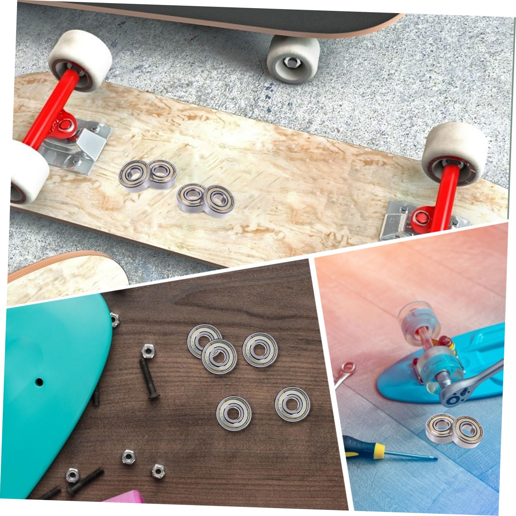 Cuscinetto per Skateboard 32 Pezzi in Acciaio Inossidabile | Diametro Interno 0, 8cm, per Roller Skating Shoes e Inline Skates, Set Argento per Accessorio Longboard