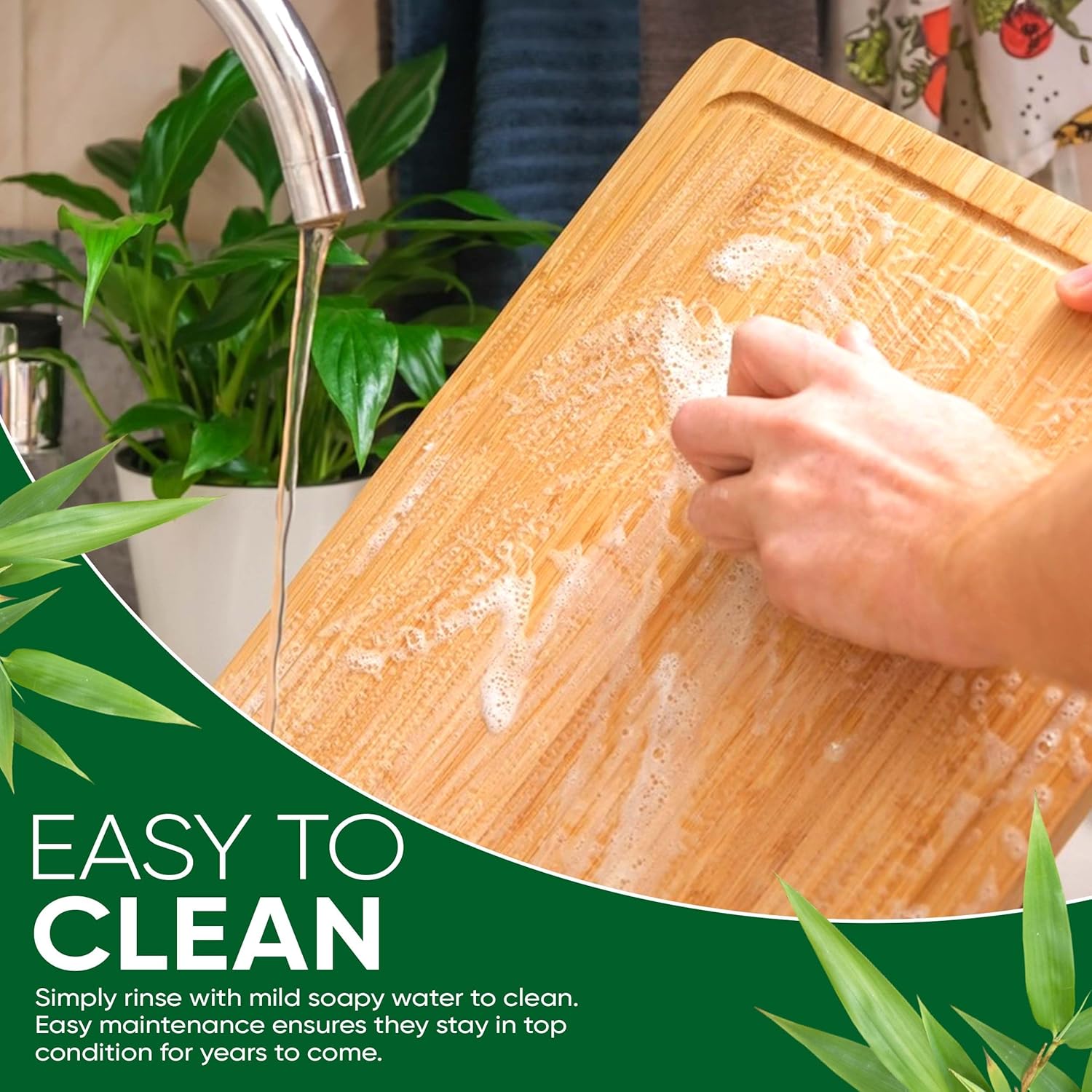 Fuller's Bamboo Cutting Board - 12” x 9” Wooden Chopping Board for Kitchen - Durable, Knife-Friendly, Easy to Clean - With Juice Groove & Side Handles for Food Prep & Serving