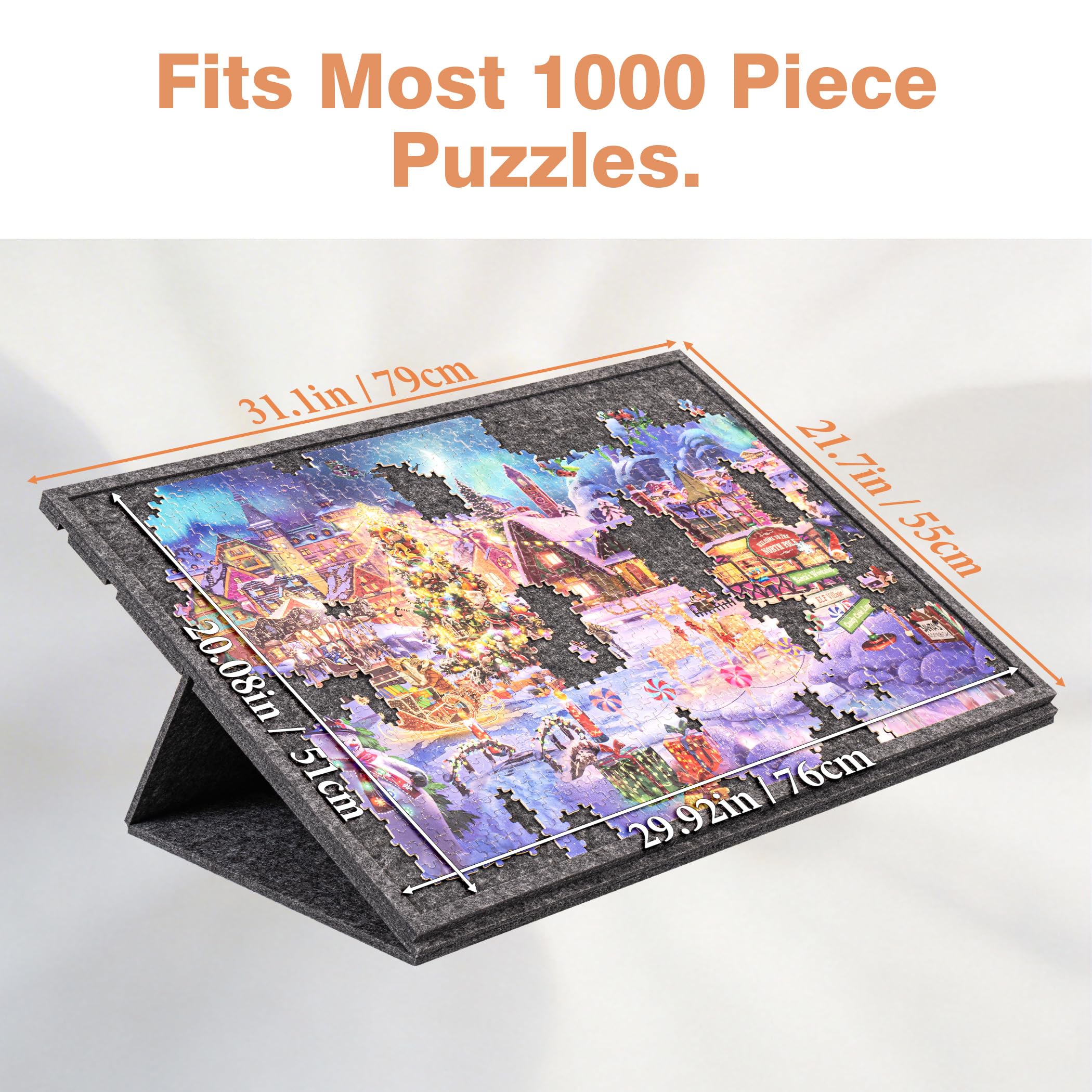 Neigbare Puzzle-Platte für 1000 Teile, mit 2-in-1-Ständer und Abdeckplatte, Puzzle-Tisch mit 3-stufiger Neigungsverstellung, mit 6 farbigen Schubladen (Without Trays)
