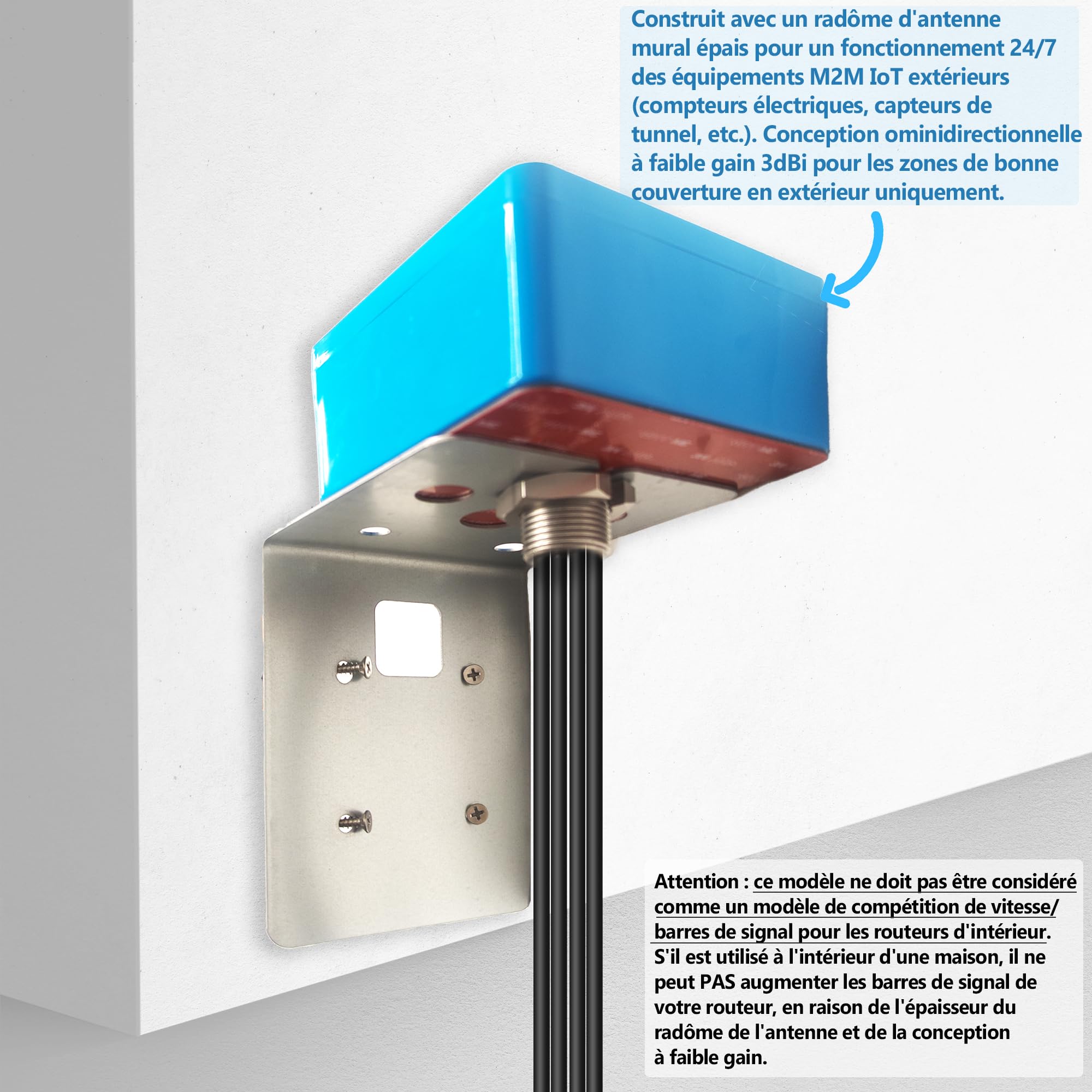 Maswell Antenne extérieure 6-en-1 4X4 MIMO 5G + WiFi 7 2X2 MIMO, Faible Gain 3dBi 700-6000 MH in, avec WiFi 6E, Bluetooth, WiMAX et Zigbee, Montage à vis et adhésif, SMA et RP-SMA
