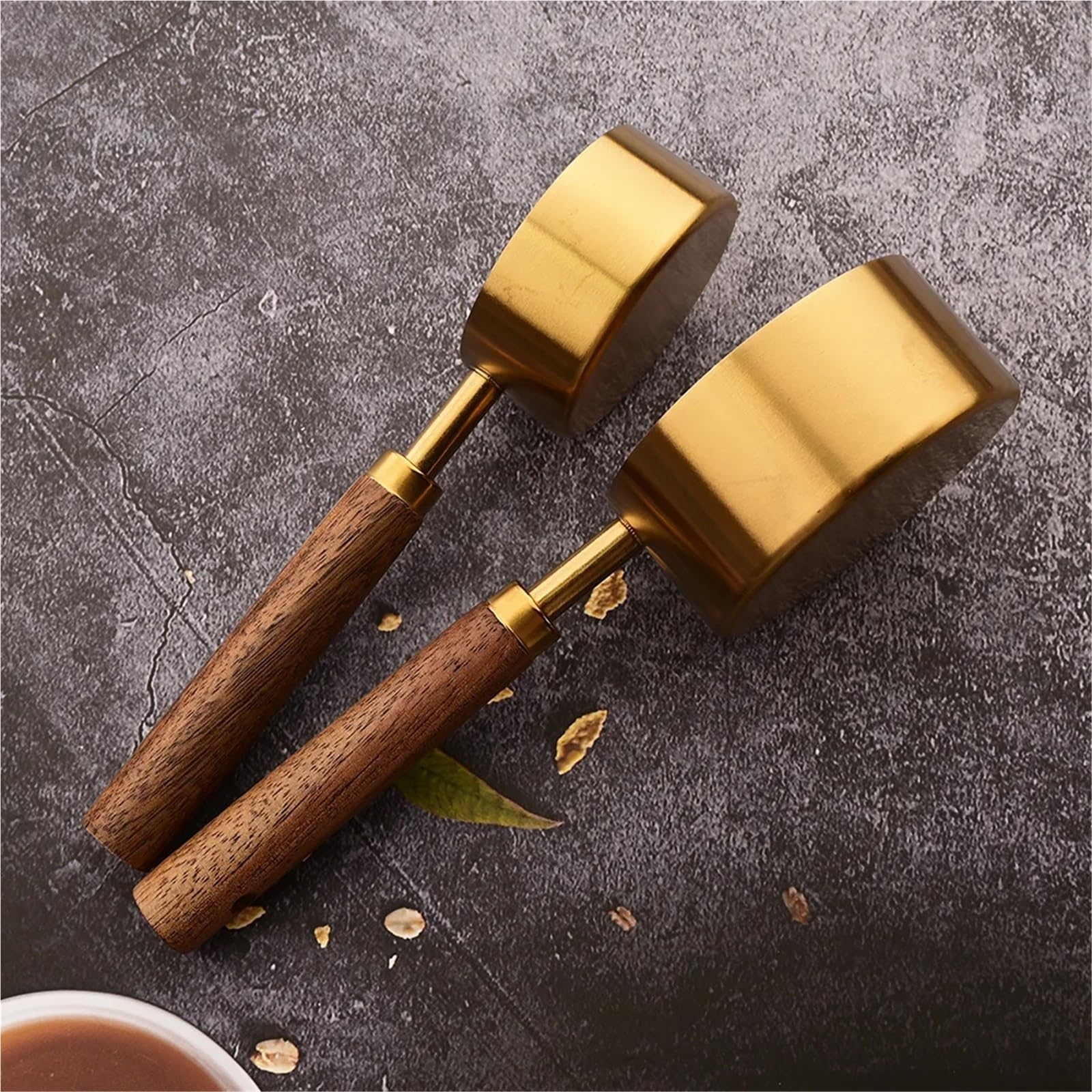 Messbecher aus Edelstahl mit Holzgriff, Löffel, Backwerkzeuge, Kaffeemesslöffel-Set, Bartending-Waage, Zubehör für Flüssigkeiten und Feststoffe