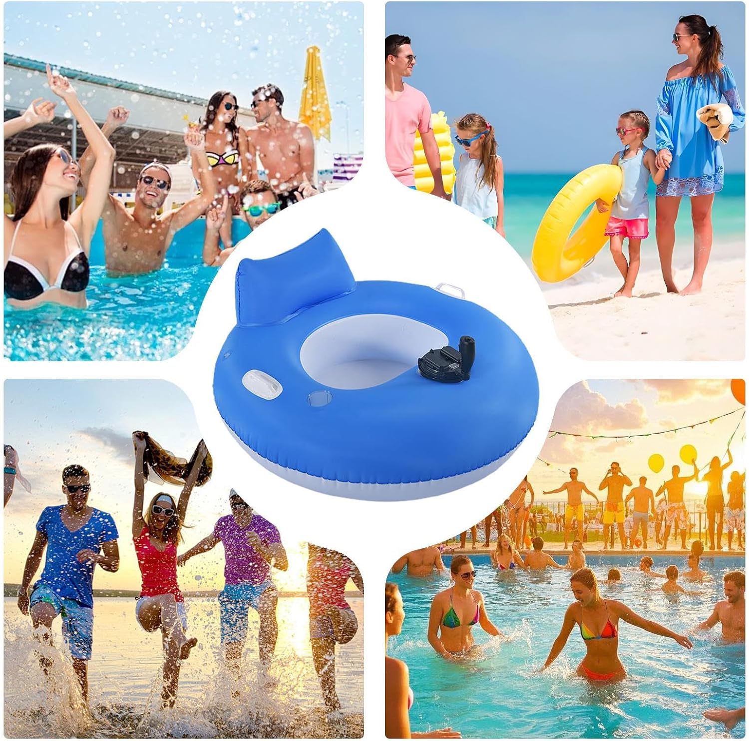 Ahuuen 電動フロート 大人用, インフレータブルレイクロウンジャー 日焼け用, 快適ポータブルマット 男女兼用 水泳 川 ビー