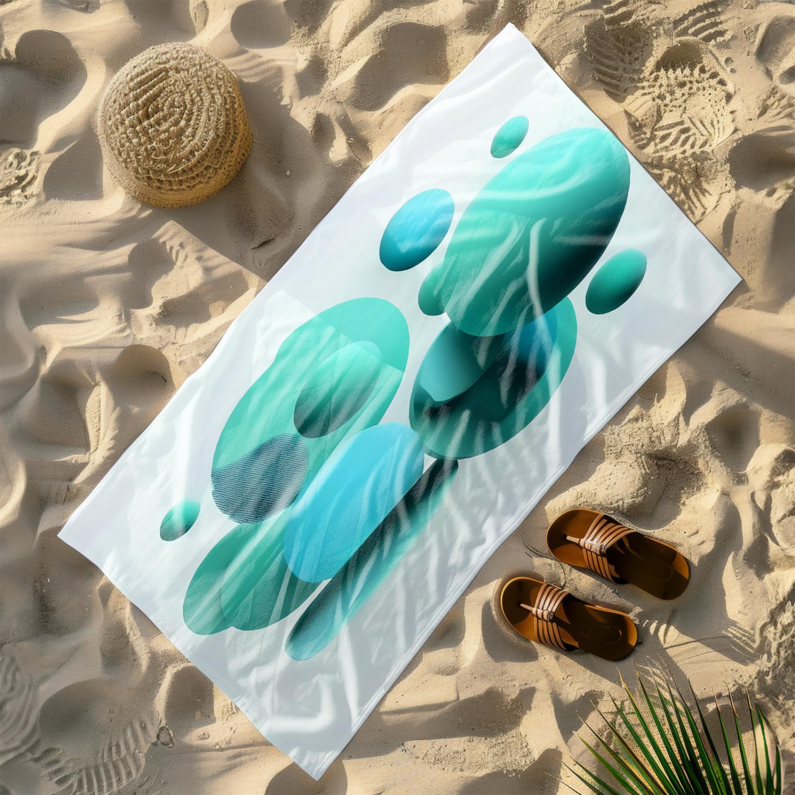 Generisch Telo Mare Microfibra 180X90 Circolo Verde Chiaro Asciugamano da Spiaggia Asciugatura Rapida Telo Mare Antisabbia Morbido e Leggero Adatto Per Yoga in Spiaggia Nuoto