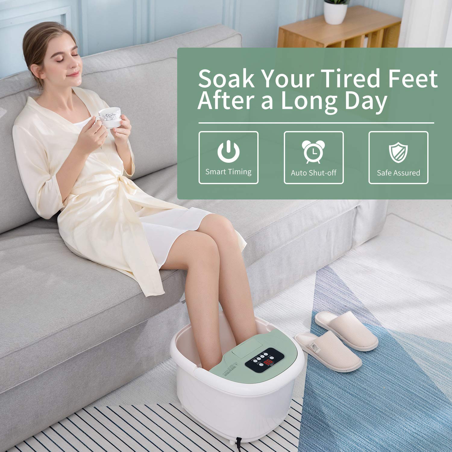 Foot Spa Massager with Heat Bath, Motorized Massage Rollers, Pumice Stone, Bubbles, Infrared Light, Pedicure Kits, Digital Adjustable Temperature Control and Timer to Help Relieve Foot Stress : Beauty & Personal Care