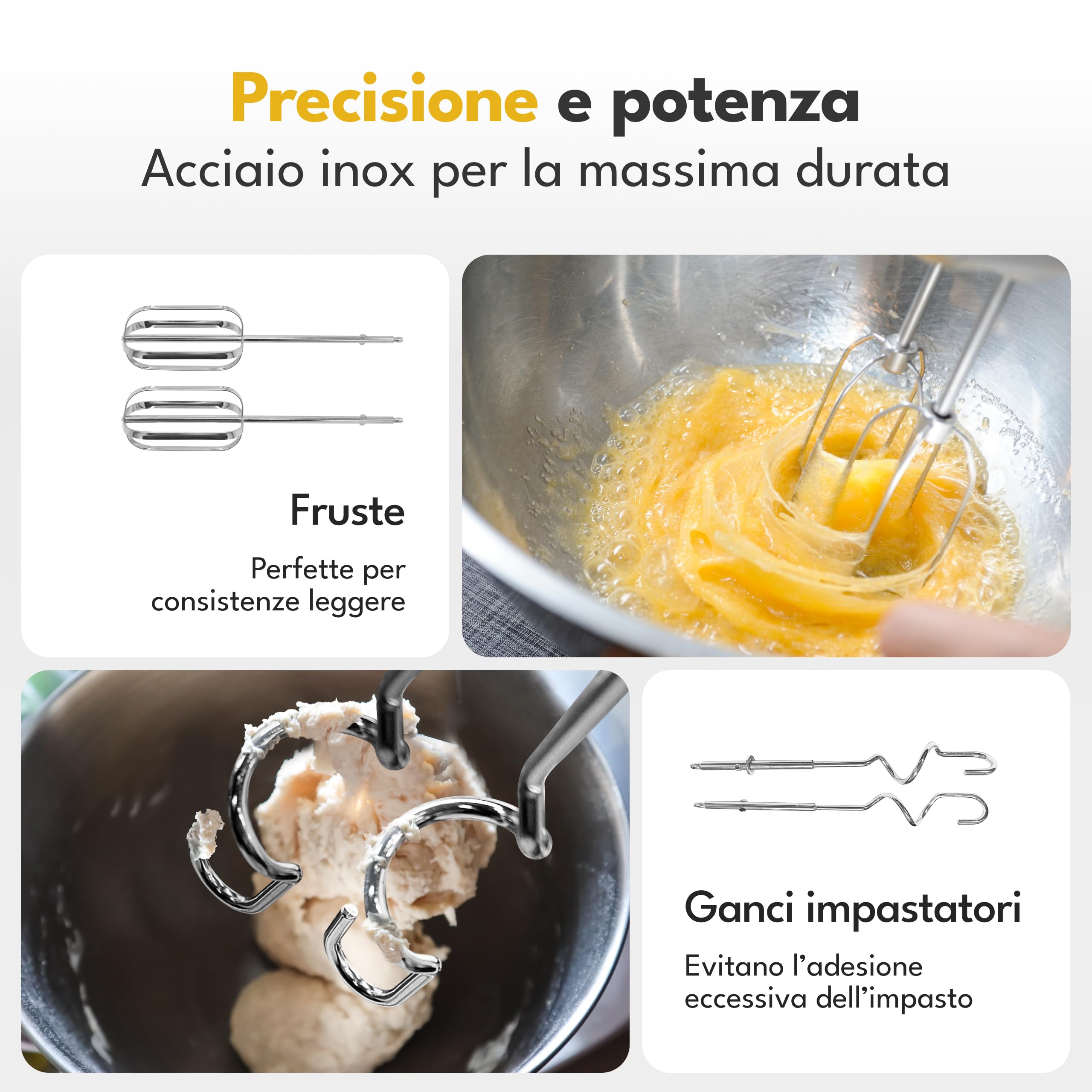 LEBENLANG 400W Sbattitore elettrico - 5 velocità e turbo incl. Supporto I Fruste elettriche Frullino elettrica per dolci I Frusta da cucina professionale Montapanna Batidora eléctrica hand mixer