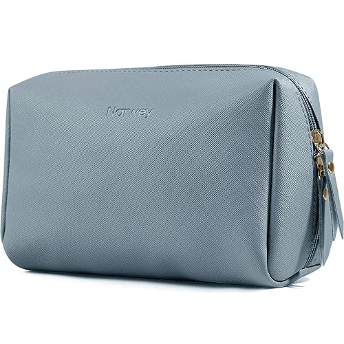 Bolso pequeño de maquillaje para viaje cosmetiquera para mujeres y niñas hecha de piel vegana Azul grisáceo NW5038 Bolso pequeño de maquillaje para viaje cosmetiquera para mujeres y niñas hecha de piel vegana Azul grisáceo NW5038