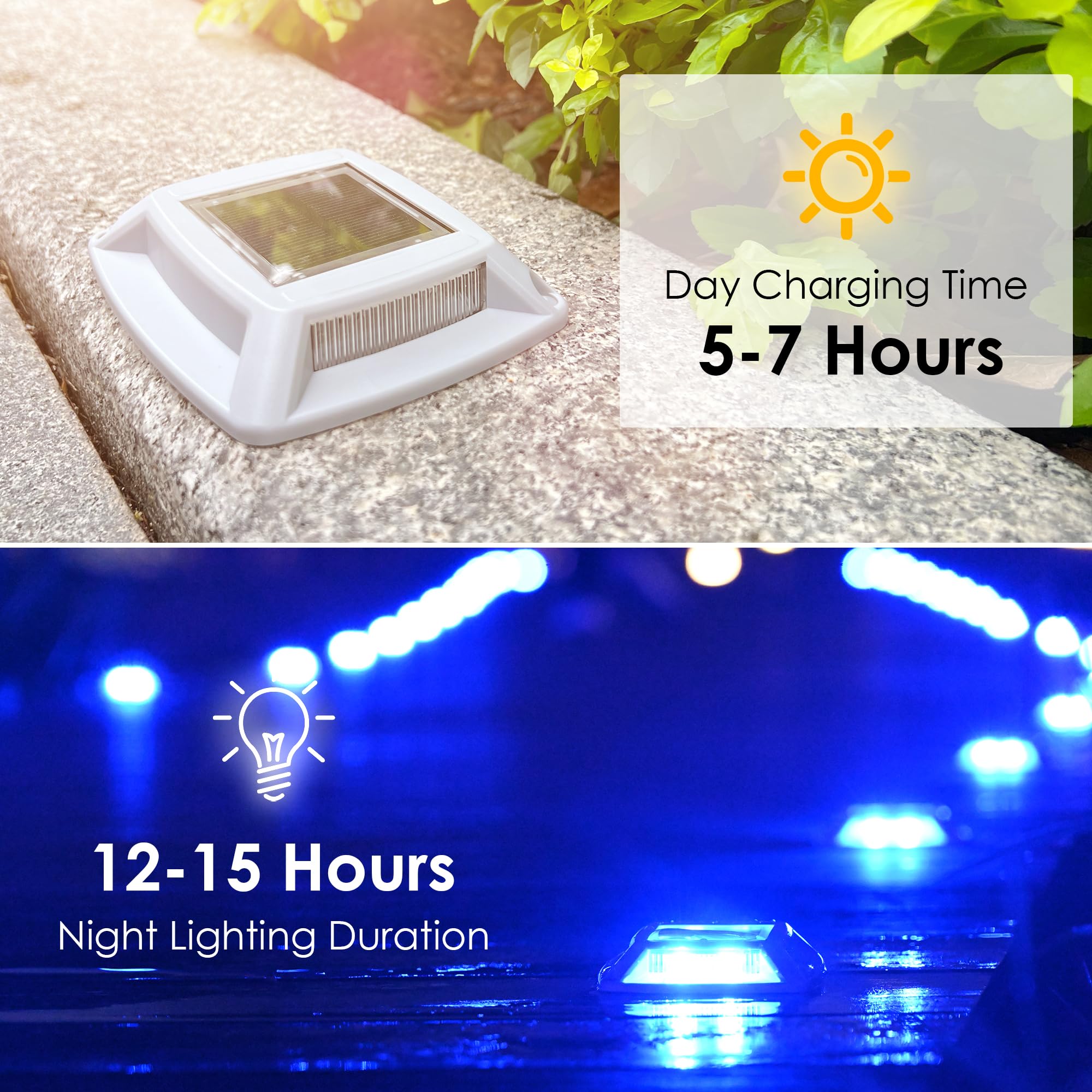 Solar Bodenleuchten Aussen 12 Stück, Solarlampen für Außen Garten Solarleuchten IP68 wasserdichte bodenstrahler für Gartenweg Fußwegen Rasen Garage mit Auto ON/OFF Weiß