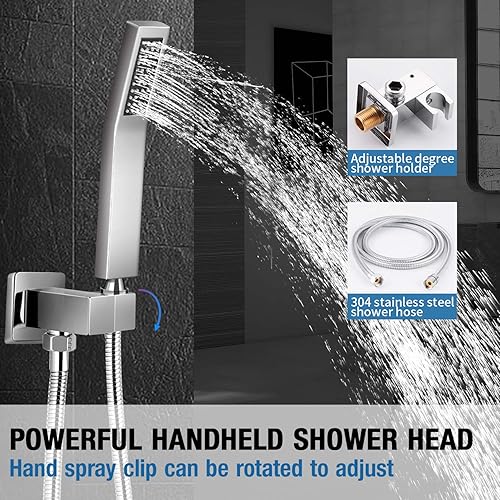 Miniatura 3 de Qomolangma Sistema de ducha de lluvia de 10 pulgadas, juego de grifo de ducha de baño, sistemas de ducha de acero inoxidable con ducha de lluvia y