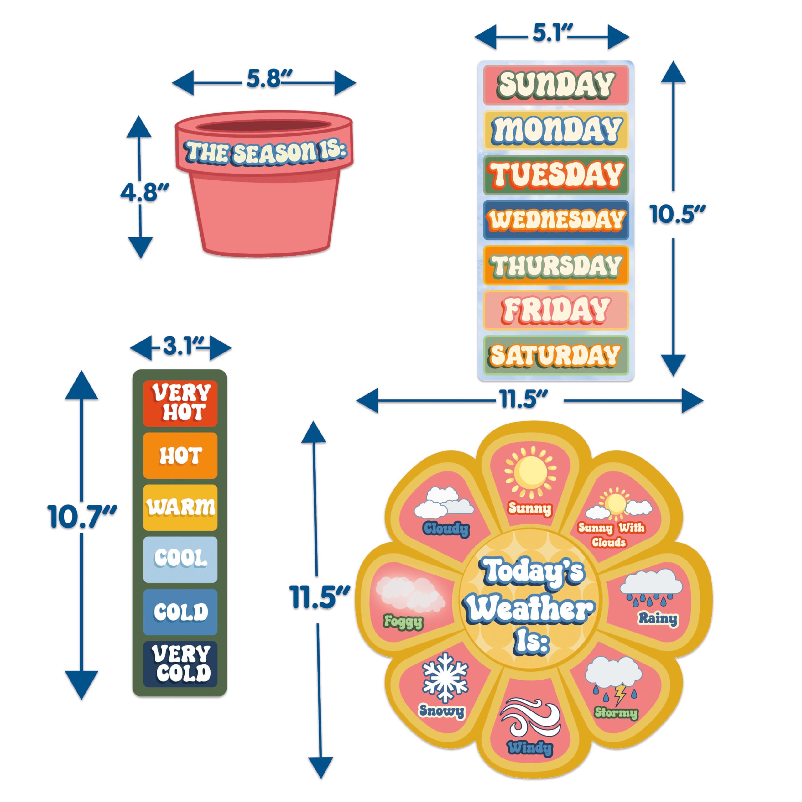 Eureka 847849 S'cool Era Kalender Klassenzimmer Pinnwand-Set für Lehrer, mehrfarbig, 100 Stück