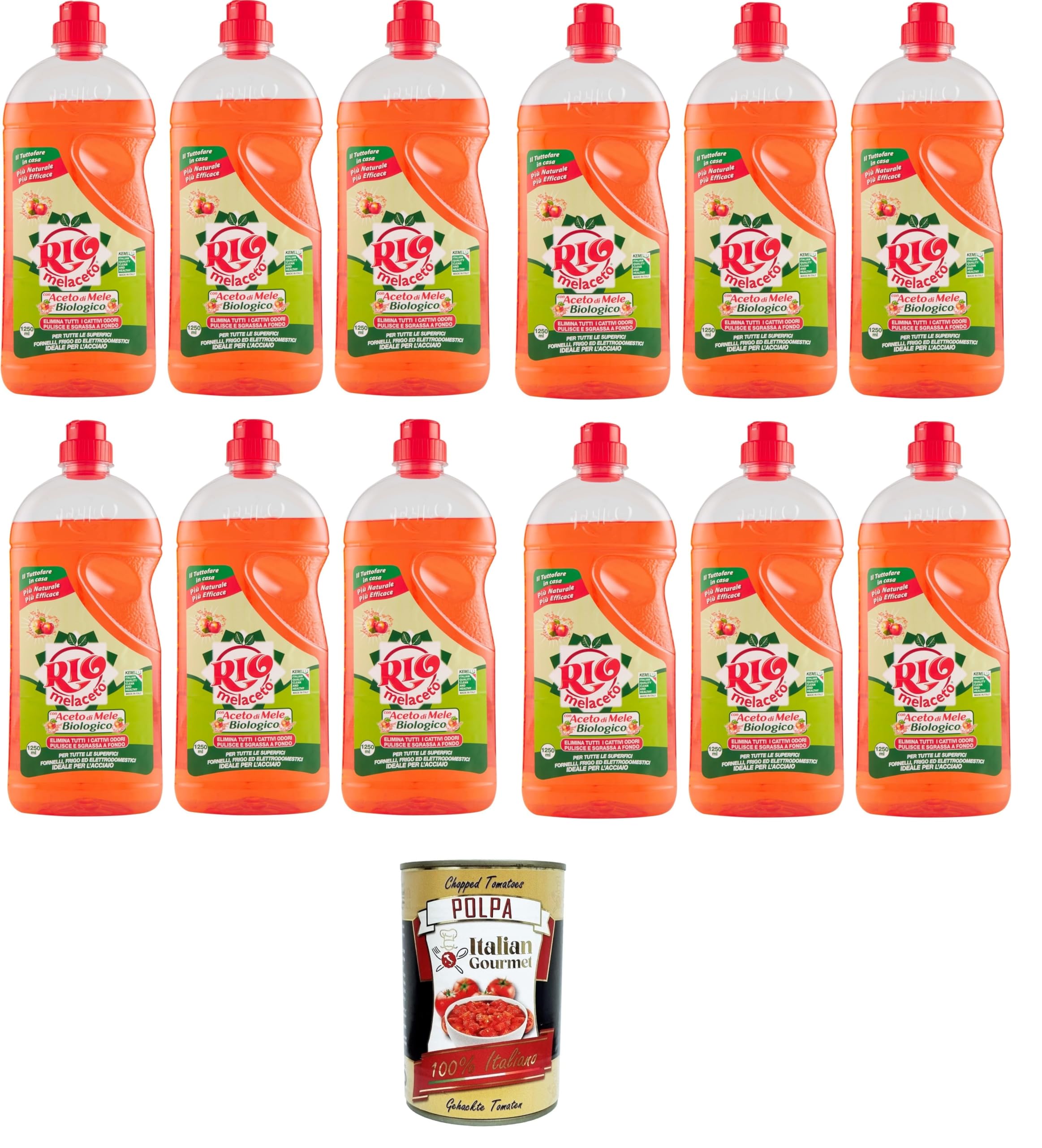 Rio Melaceto Lessive liquide pour vaisselle et couverts, 12 x 1 l, avec vinaigre de cidre de pomme bio, dégraisse en profondeur et élimine les mauvaises odeurs, Italian Gourmet polpa 400 g