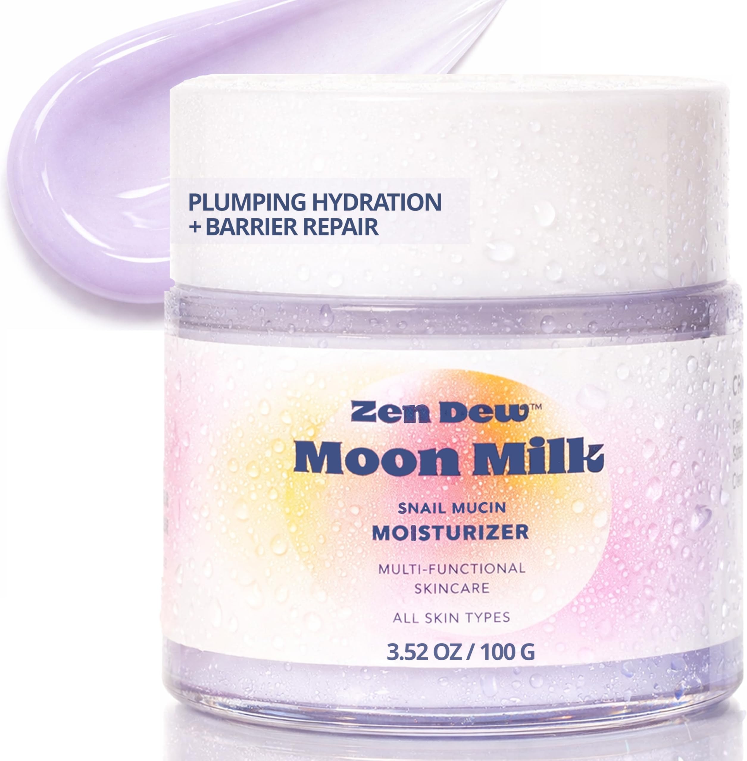 Moon Milk Snail Mucin Moisturizer Gel Cream (3.52 oz) Korean Snail Mucin Serum Cream that Replenishes Moisture & Leaves Skin Brighter, Plumper, Soothed & Smooth