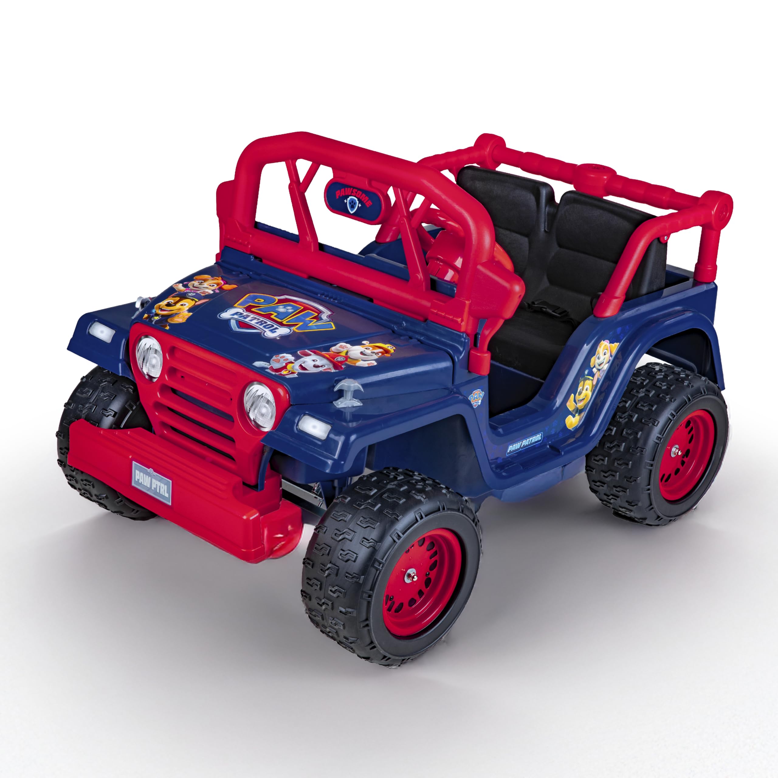 Paw Patrol 12V Kids Electric Ride-On Car, 2-Seater with Music, Sounds, Durable Wheels, Dual Seat Belts, Forward & Reverse Drive