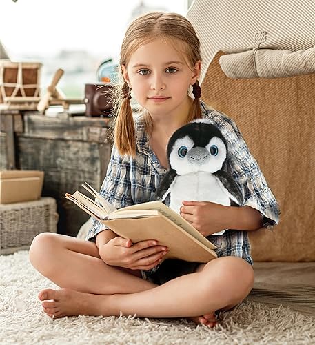 Miniatura 7 de DolliBu Peluche de pingüino gris, juguete de pingüino de peluche súper suave, animales marinos abrazables, relleno de felpa, lindo juguete esponjoso