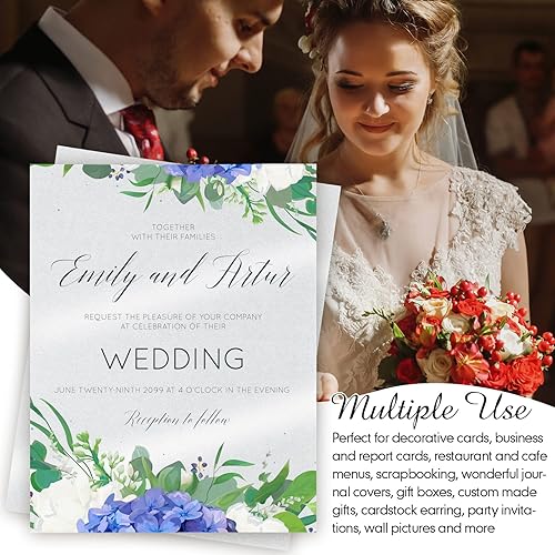 Miniatura 4 de Jutom 500 hojas de cartulina brillante de 8.5 x 11 pulgadas, papel metálico blanco perlado de 80 libras, 8.11 ozm, papel de impresora de doble cara