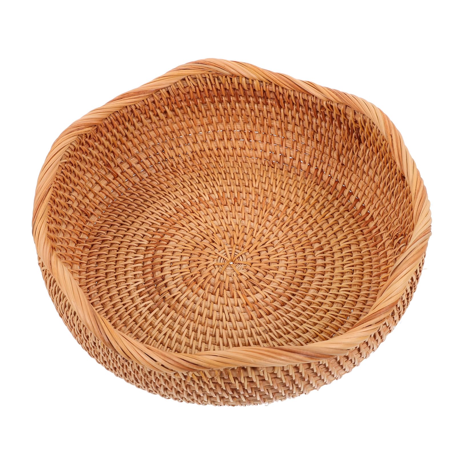 Mikinona Rattan Bread Basket Handwoven Round Storage Organizer for Fruits Snacks Minimalist Design Multi Functional Kitchen Decor for Serving and Storage
