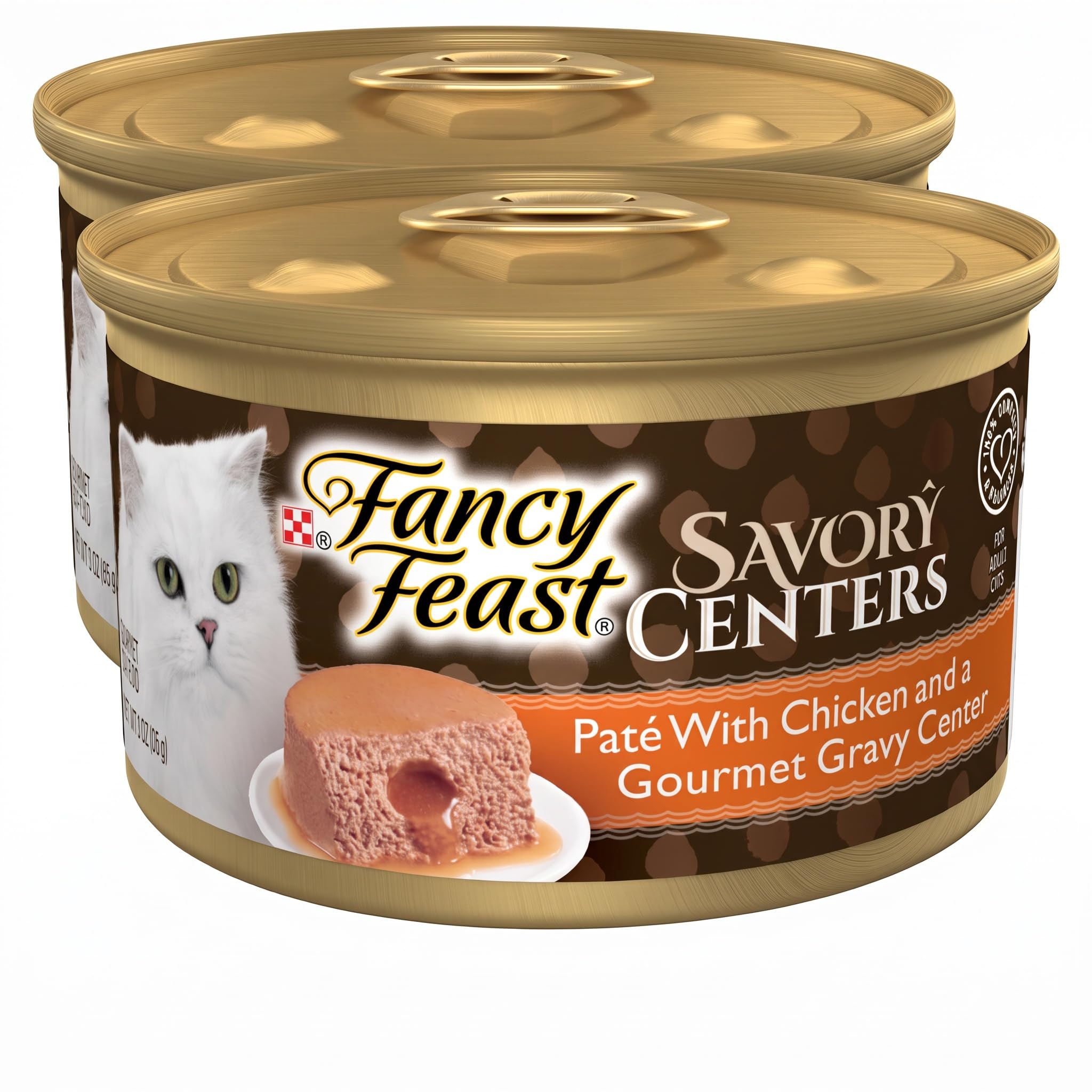 Fancy Feast Purina Savory Centers Gourmet Wet Cat Food Pate with Chicken and Gravy Center, 3 oz Cans (Pack of 48) 3 Ounce (Pack of 48)