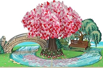 Flower Pop Up Card - Tree with Hearts - 3D Birthday Anniversary Valentine's Day Gift Card Romantic Gift Idea for Couple or Wedding