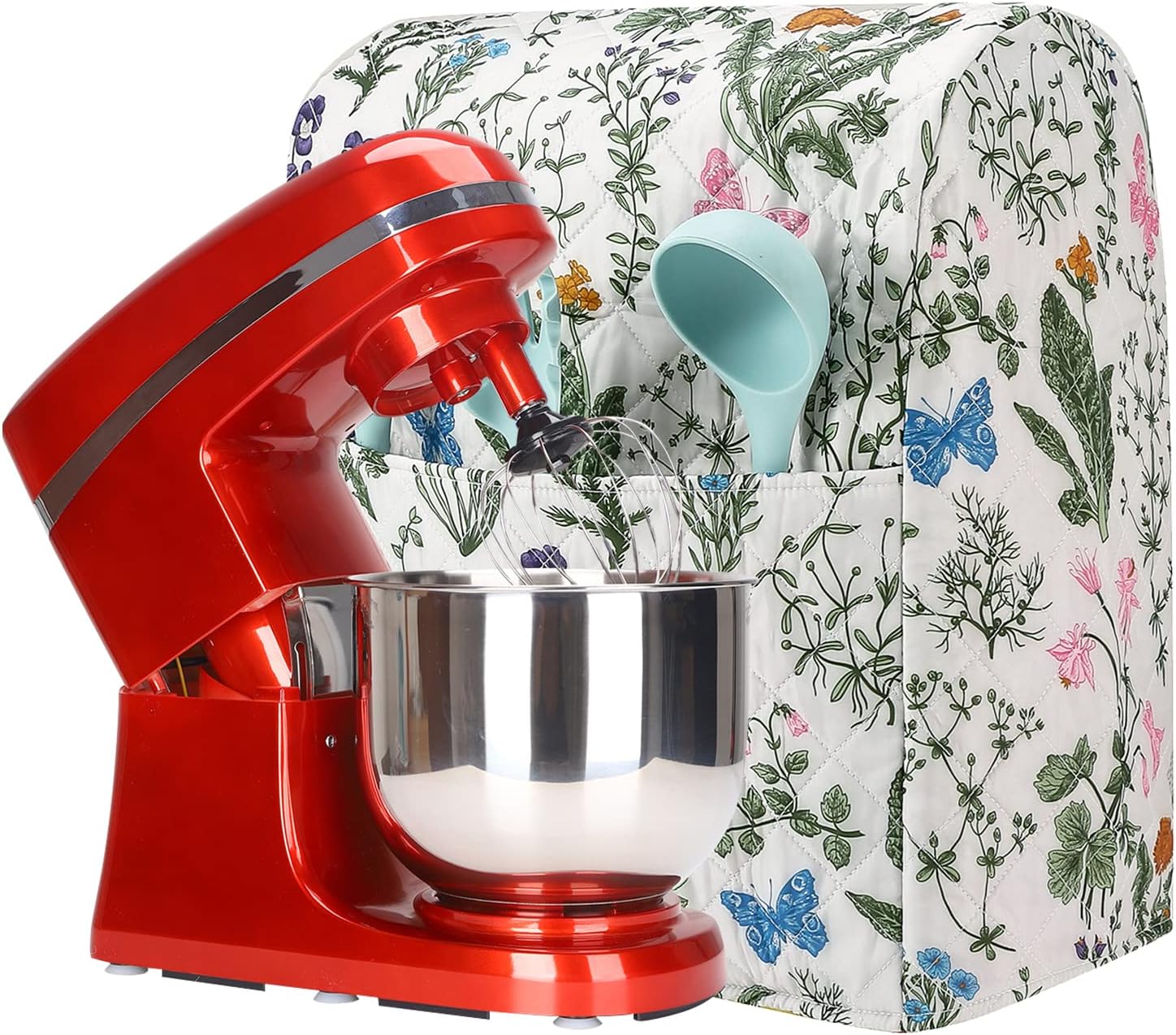 Stand Mixer Cover,Floral and Plants Kitchen Mixer Cover Compatible With 5-8Qt Kitchenaid Hamilton Mixers,Spring Summer Kitchen Decor,Kitchen Aid Mixer Covers,Pioneer Woman Kitchen Aid Mixer Assecories flowers