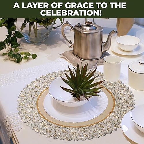 Miniatura 3 de Shabby Chic - Manteles individuales de encaje, juego de 50 unidades, papel desechable, suministros de fiesta vintage