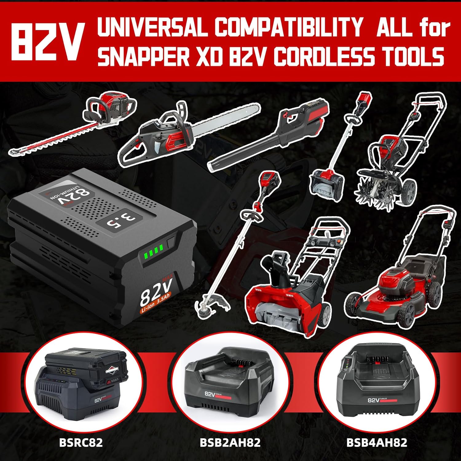 3.5Ah Battery for Briggs & Stratton 82V and Snapper 82V Cordless Tools Lithium-ion Rechargeable Battery Model BSB2AH82 BSB3AH82 BSB4AH82 BSB5AH82 Replacement - Image 4