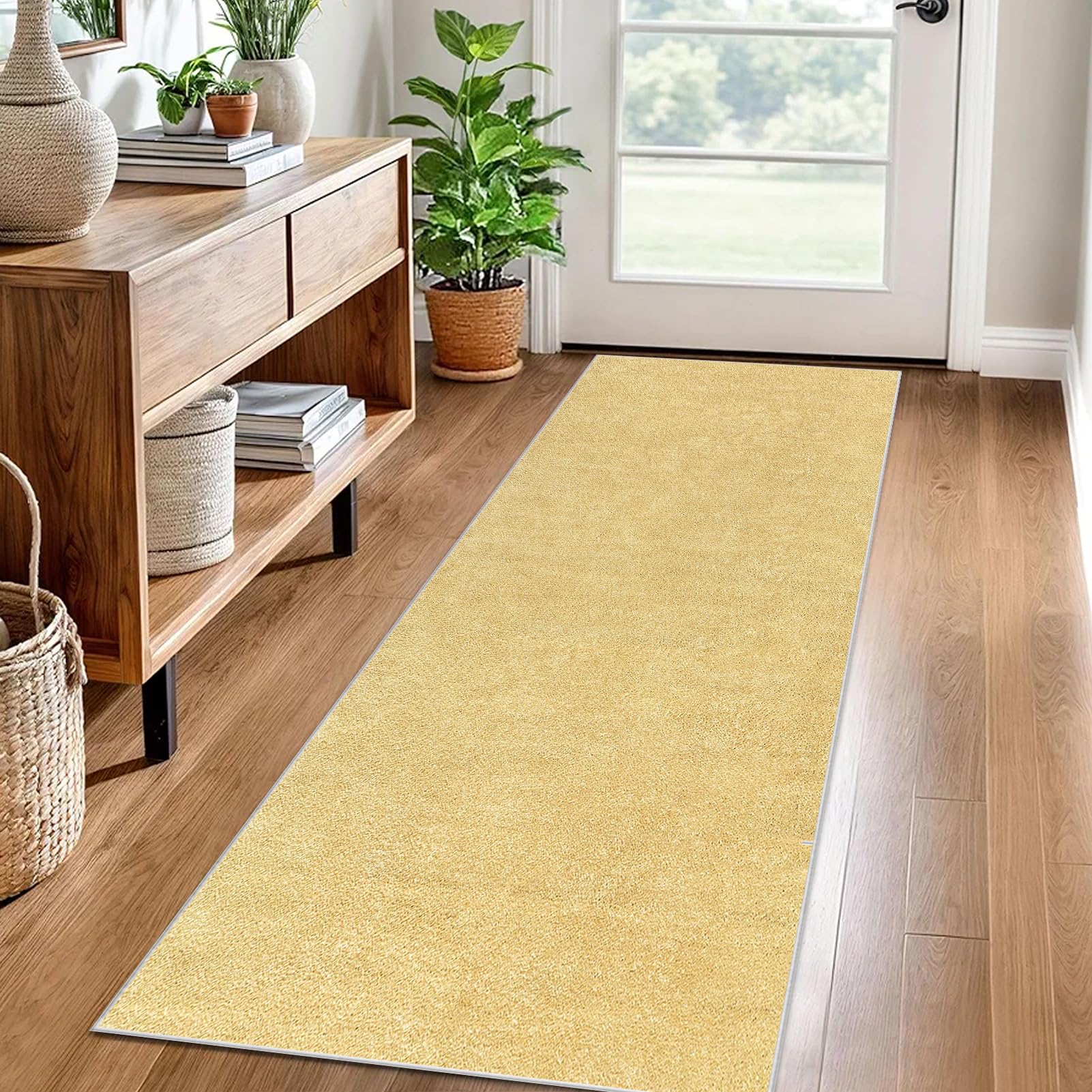Carpet Runner for Hallway Non Slip Long 70 x 260 cm Washable Kitchen Runner Rugs for Hallway Heavy-Duty Absorbent Area Rugs Door Mats Carpet Floor Mat Hallway Runner Rug for Entryway Laundry Yellow