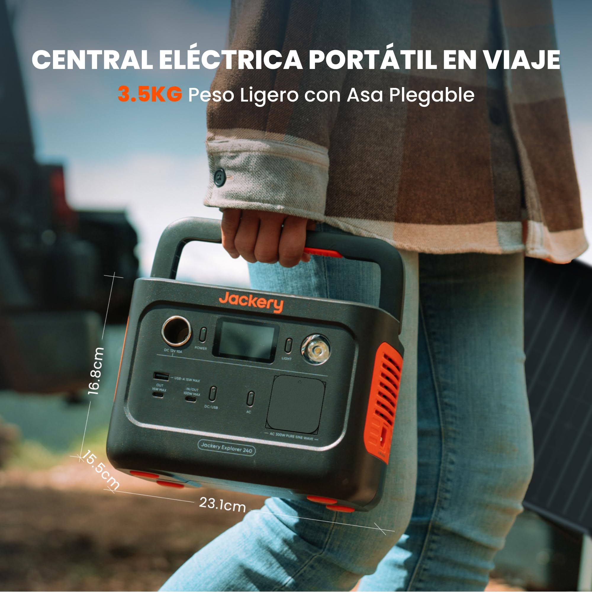Estación de Energía Portátil Jackery Explorer 240 V2, 256Wh Batería LiFeP04, 300W CA/100W USB-C Salida, Carga Completa Rápida 1H vía APP, Generador Solar para Exteriores, Camping, Emergencia