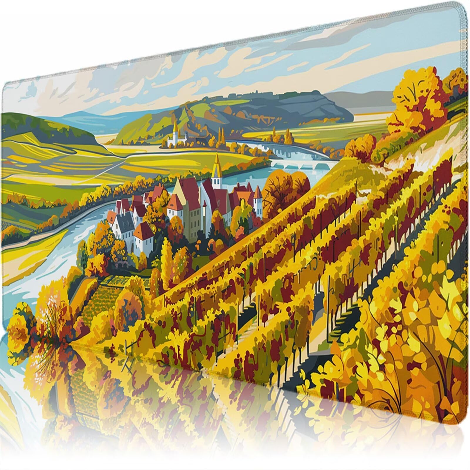 Sottomano Scrivania Grande 1200 x 600 x 3 mm Autunno Tappetino Tastiera Computer con Base Antiscivolo e Bordi Cuciti, Protezione Impermeabile, per Lavoro, Casa e PC Gamer, Regali (Foresta) L-x6318