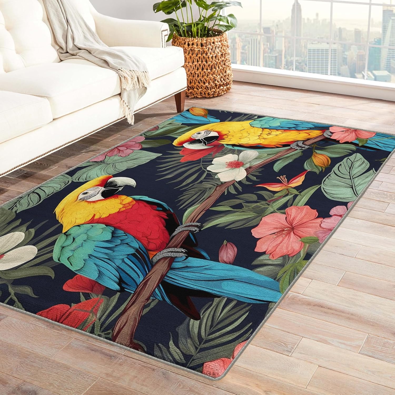 ZDABAOEC Parrot Rug, 3x4 Rug, Tropical Area Rugs for