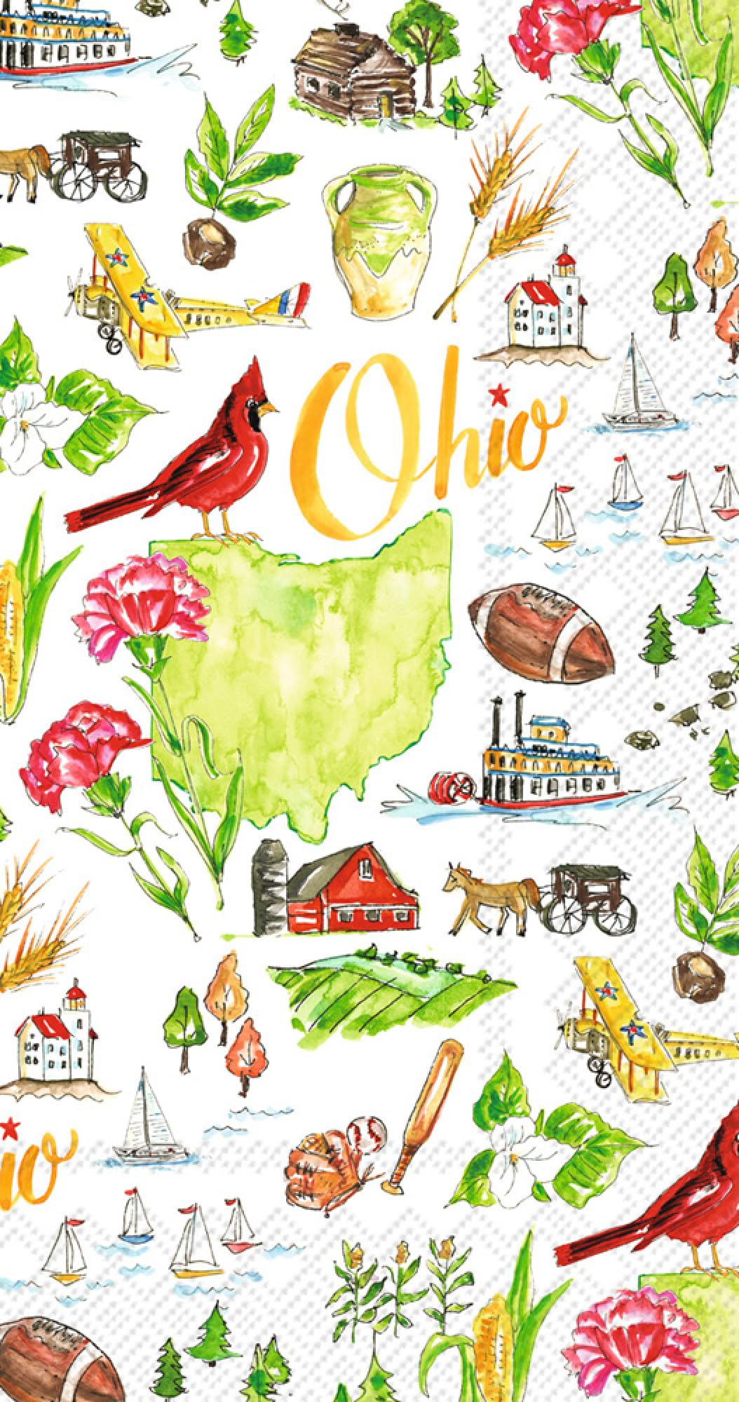 Ohio Guest Towels - 32 Count 2 Packages of 16CT Napkins for Buffet Kitchen or Bathroom - The Buckeye State Design - 8.5