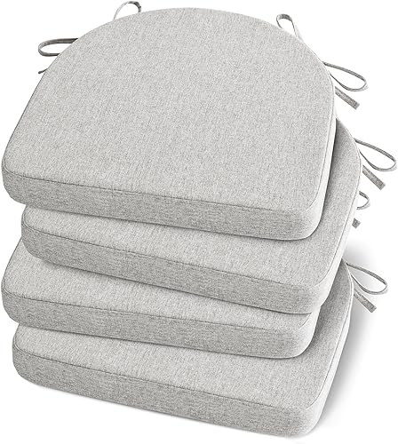 Miniatura 7 de Shinnwa Juego de 2 cojines para sillas de cocina, antideslizantes, con lazos y fundas lavables a máquina, paquete de 2, 17 x 16.5 x 2 pulgadas,