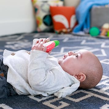 Infantino Lil' Nibbles Apple Teether, Vibrating Bristle Gum Soother