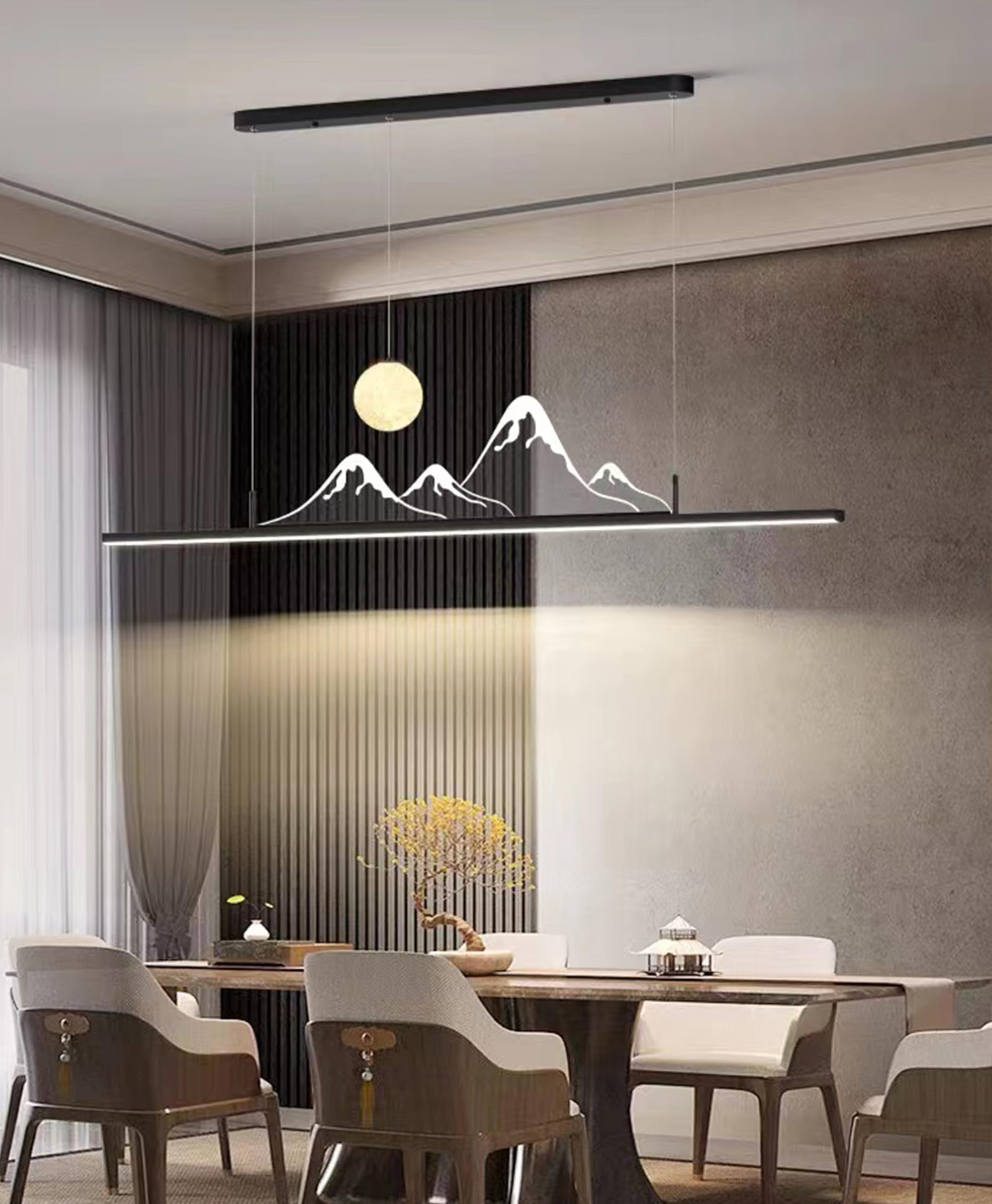 Moderne LED pendelleuchte Esstisch, kreativ LED Esszimmer hängelampe Dimmbar mit Fernbedienung Küchen Hängend Leuchte Modern Kronleuchter für Teetisch Couchtisch Deko Deckenlampe (Schwarz, L120cm)