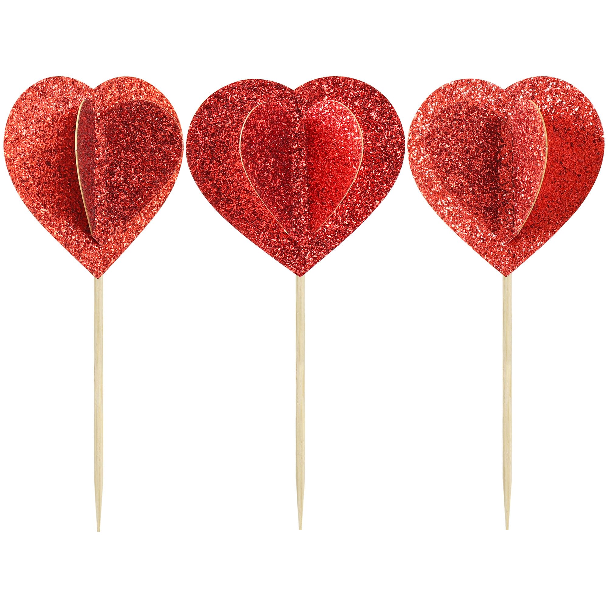 Gyufise Cupcake-Topper Herzform, Glitzer, 24 Stück – Für Hochzeit, Valentinstag & Geburtstag