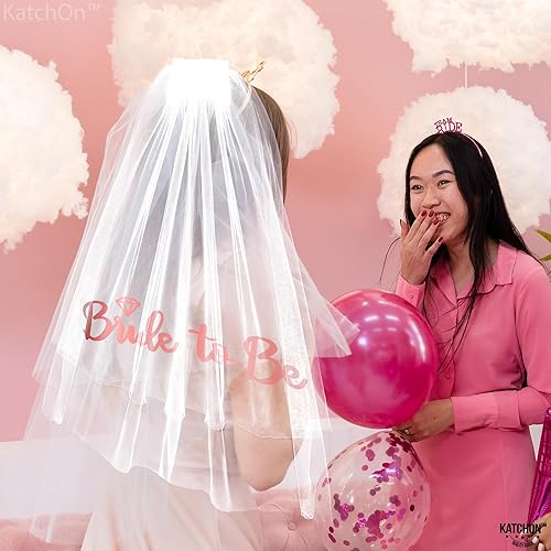 Miniatura 8 de KatchOn, Juego de decoraciones para despedida de soltera con purpurina, paquete de 3, banda y velo de oro rosa, decoraciones de despedida de