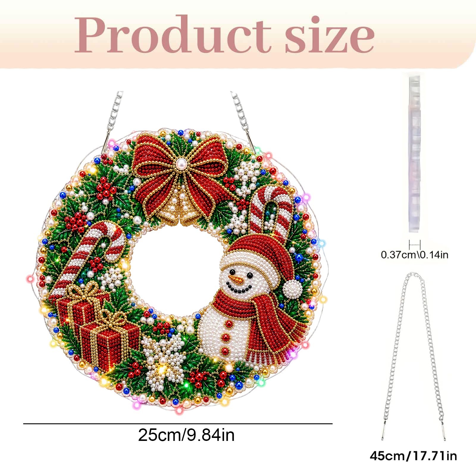Weihnachts-LED-Kranz, Diamant-Kunstgemälde, Kunstwerk-Bastelset,