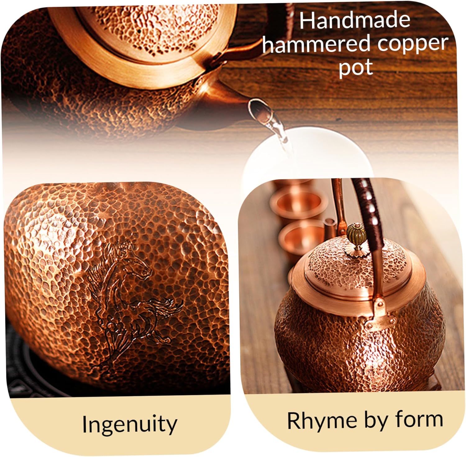 Copper Tea Kettle Stovetop Teapot Thick Authentic Copper Kettle Tea Set Handcrafted Teapot for Gas Stove, for Stove Top, Te