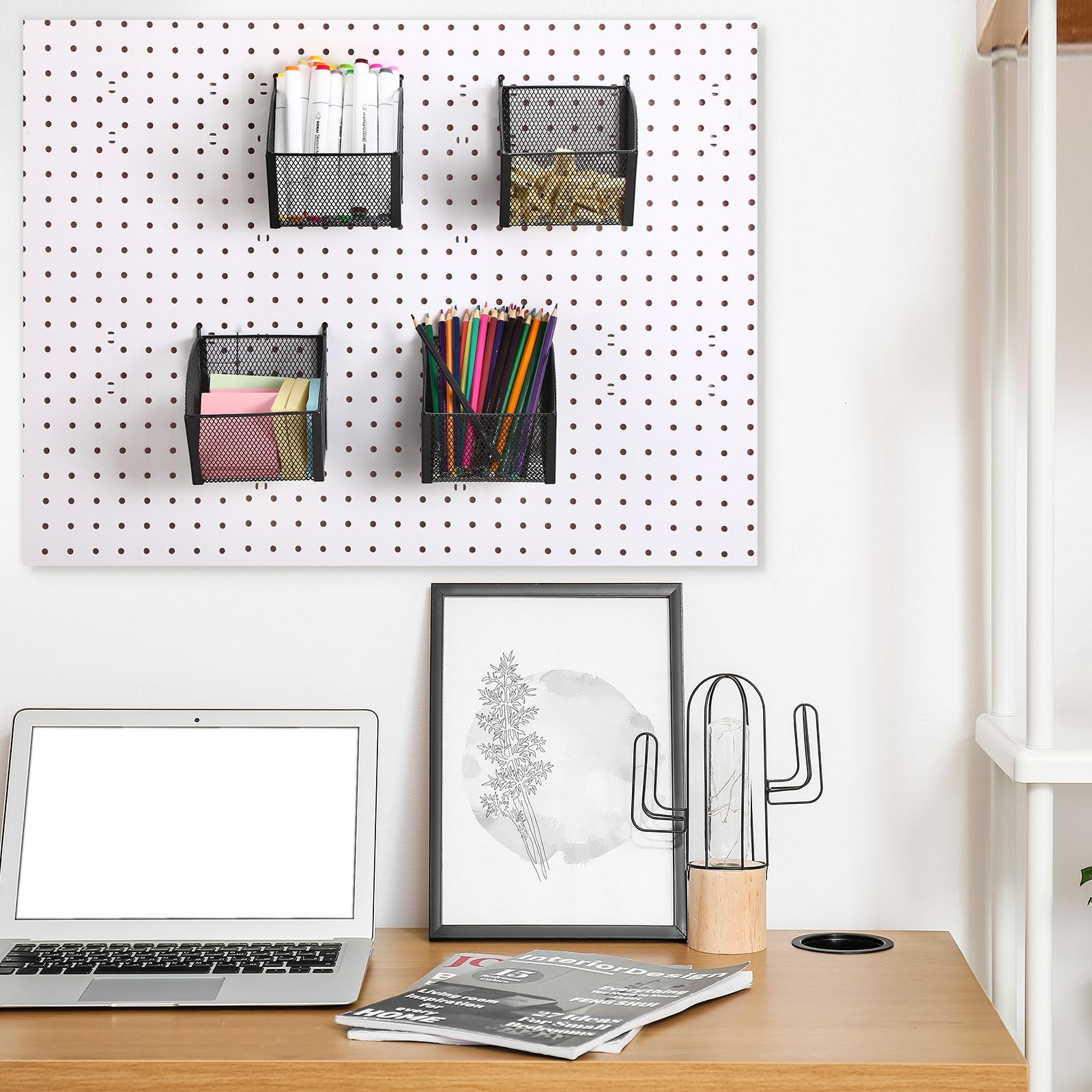 Stecktafelkörbe aus Metalldraht, Aufbewahrungskorb zum Aufhängen, Wandhalterung, Stecktafel-Behälter, Zubehör für Büro, Werkstatt, Organisation, Aufbewahrung, Werkzeuge, Schreibwaren,
